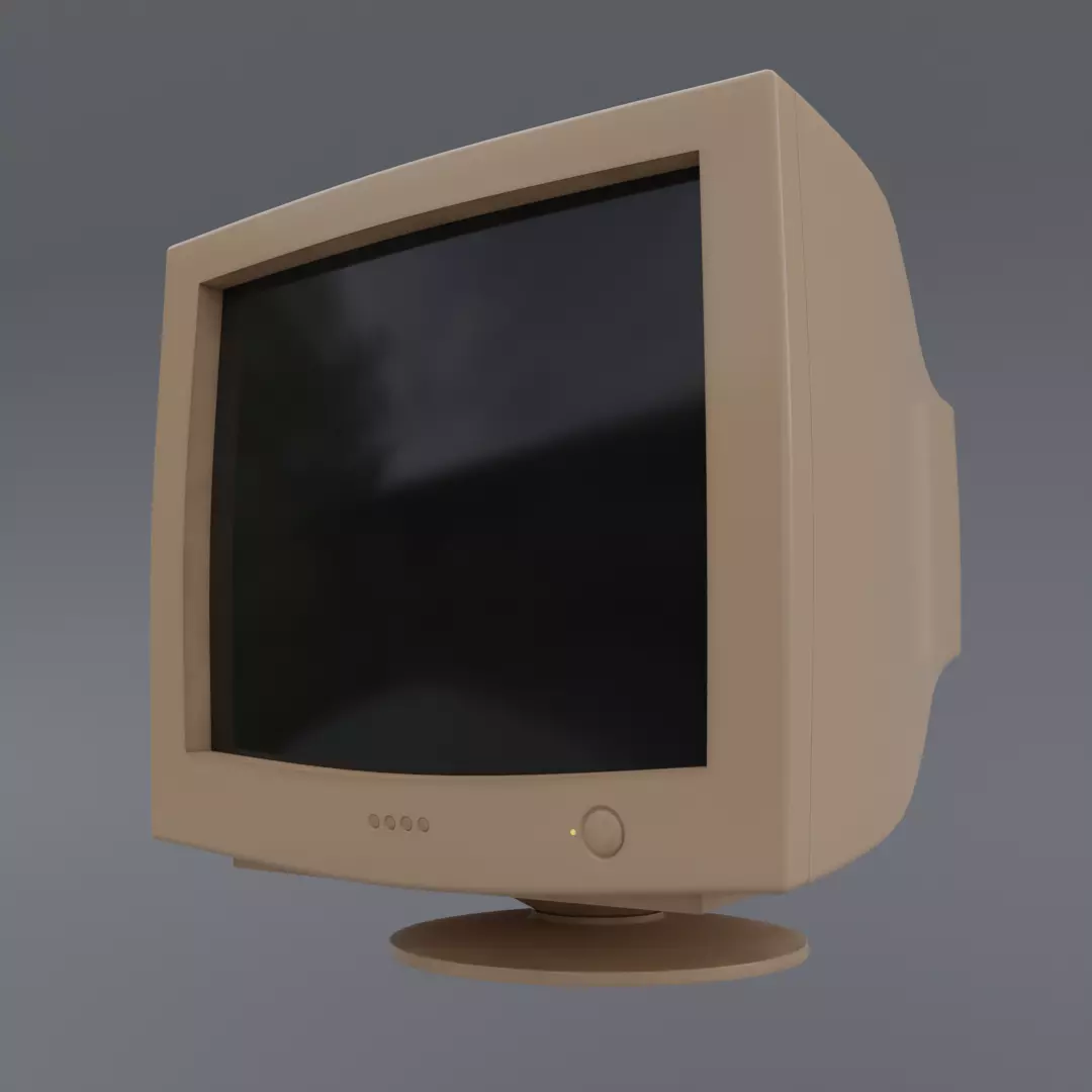 Old CRT Computer Monitor 3D model_0