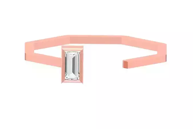 Solitaire Women Light Weight Baguette Stone Band Ring