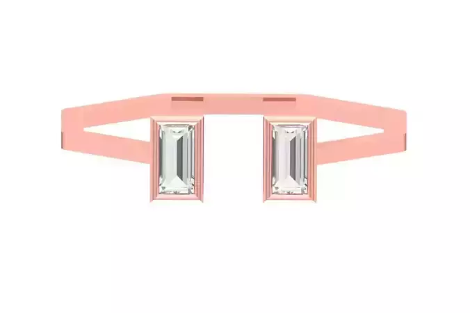 Open End Women Light Weight Band Baguette Stone Ring