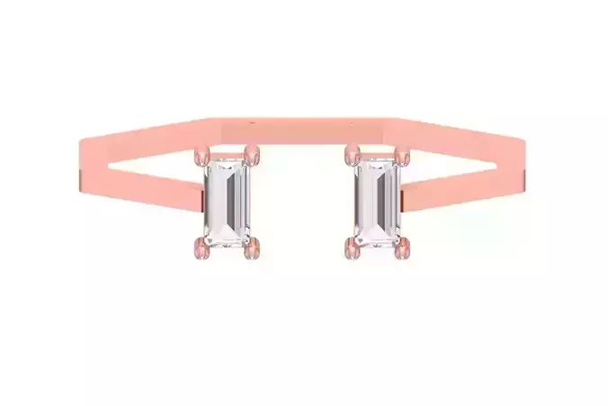 Open End Women Light Weight Band Baguette Stone Ring