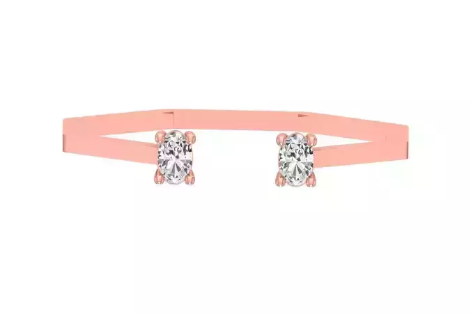 Open End Women Light Weight Band Oval Stone Ring