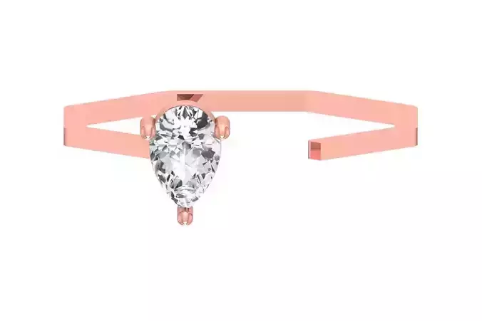 Open End Women Light Weight Band Pear Stone Ring