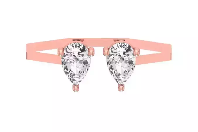 Open End Women Light Weight Band Pear Stone Ring