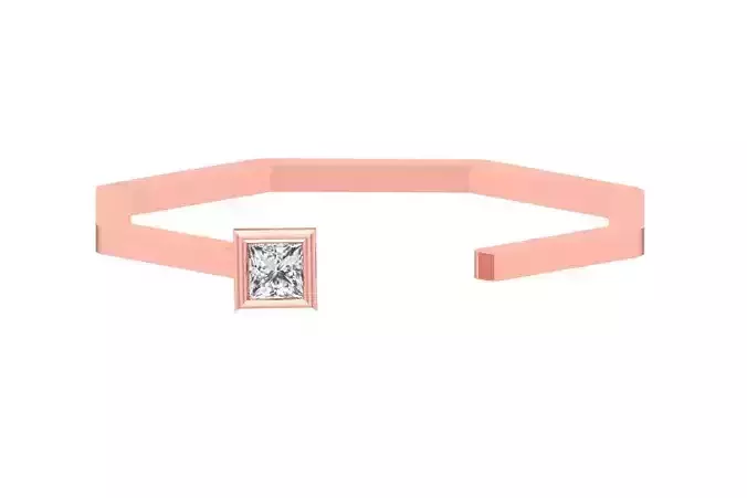 Open End Women Light Weight Band Princess Stone Ring