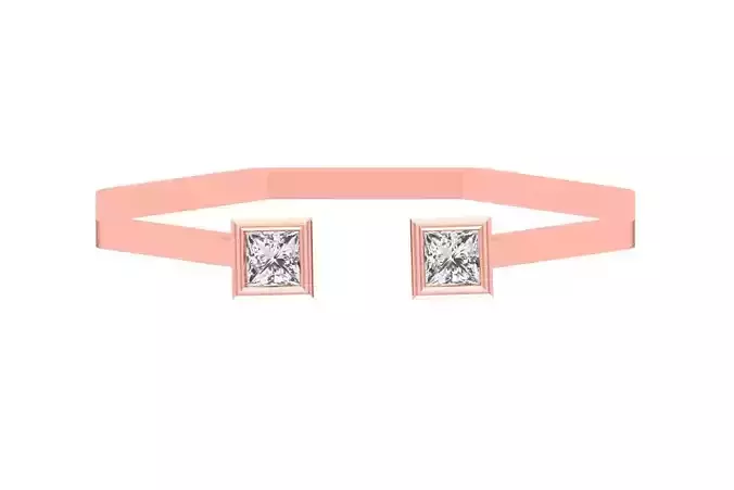 Open End Women Light Weight Band Princess Stone Ring