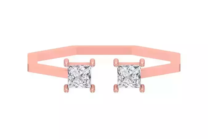 Open End Women Light Weight Band Princess Stone Ring