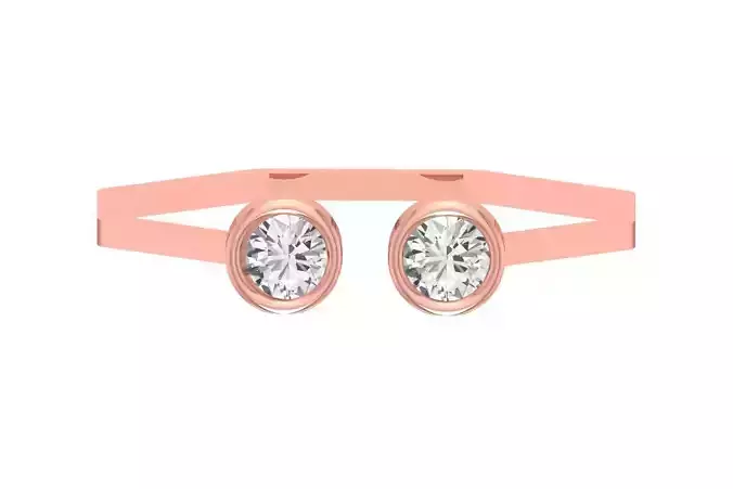 Open End Women Light Weight Band Round Stone Ring