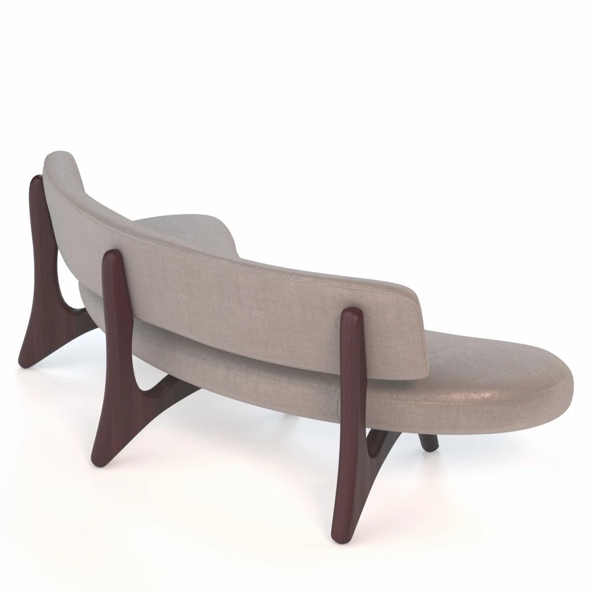 Houzz Floating Curved Walnut Sofa 3D model_4