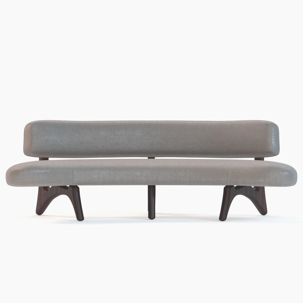 Houzz Floating Curved Walnut Sofa 3D model_8