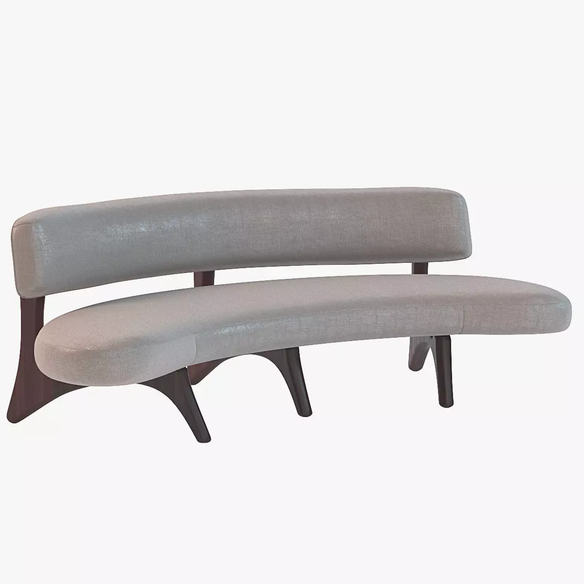Houzz Floating Curved Walnut Sofa 3D model_0
