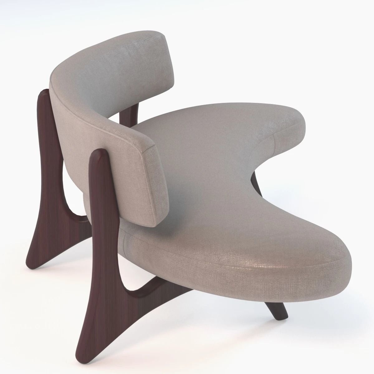 Houzz Floating Curved Walnut Sofa 3D model_5