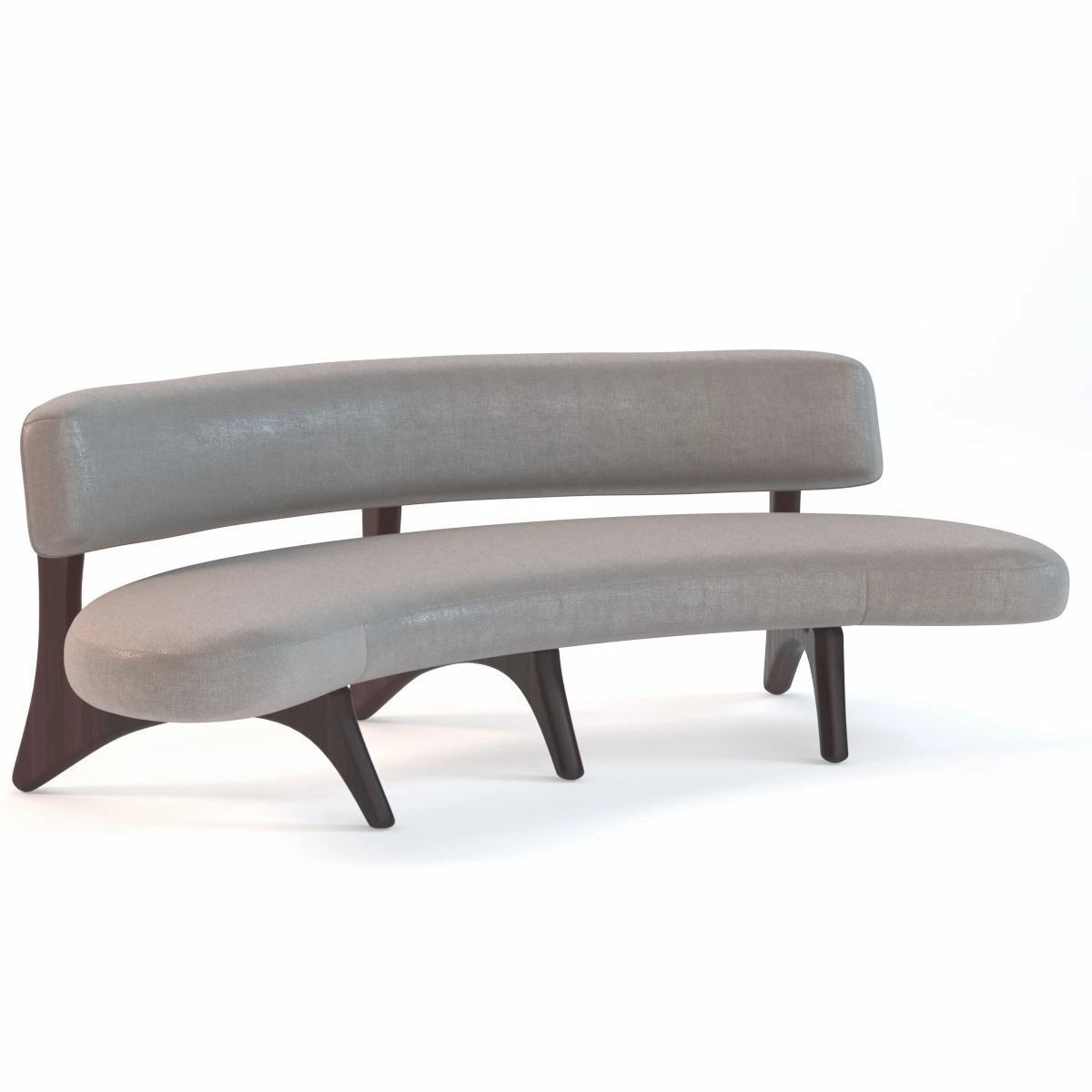 Houzz Floating Curved Walnut Sofa 3D model_1