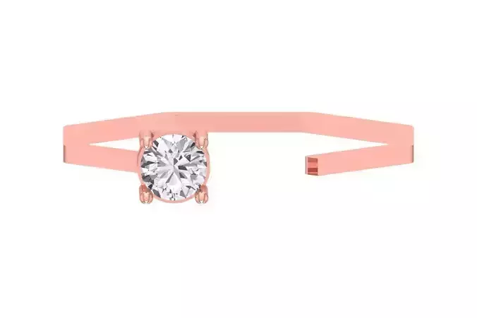 Open End Women Light Weight Band Round Stone Ring