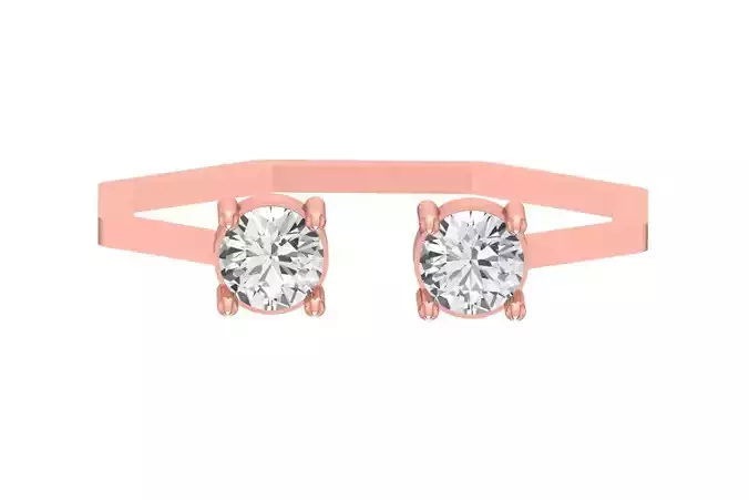 Open End Women Light Weight Band Round Stone Ring