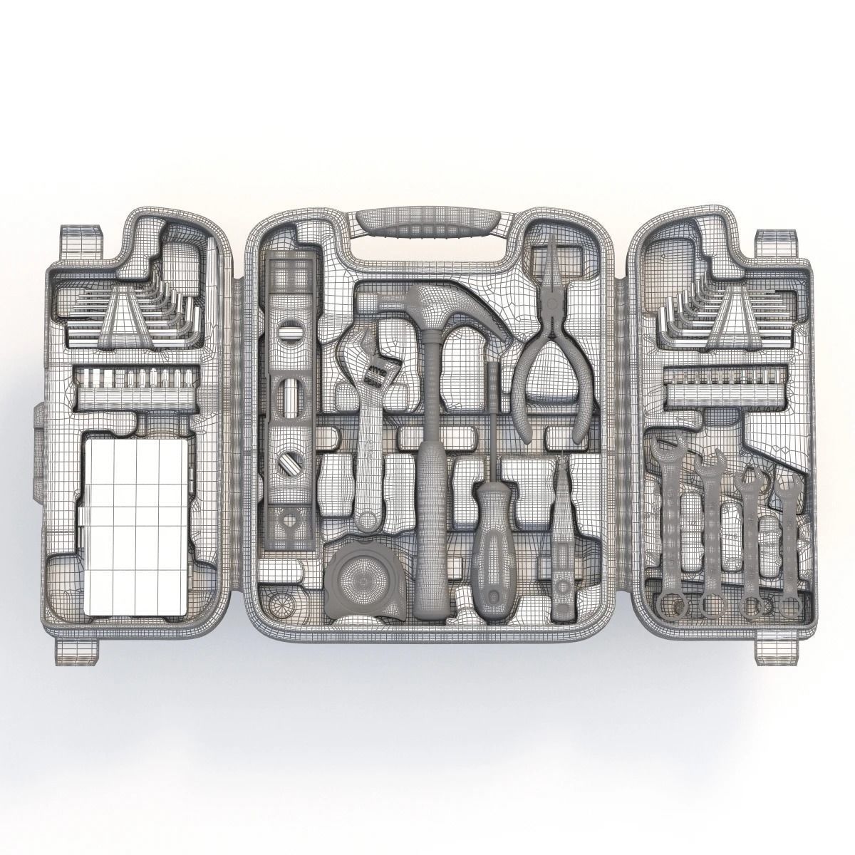 Household Precision Tool Set With Wrenches Pliers Grip Ratchet 3D model_3