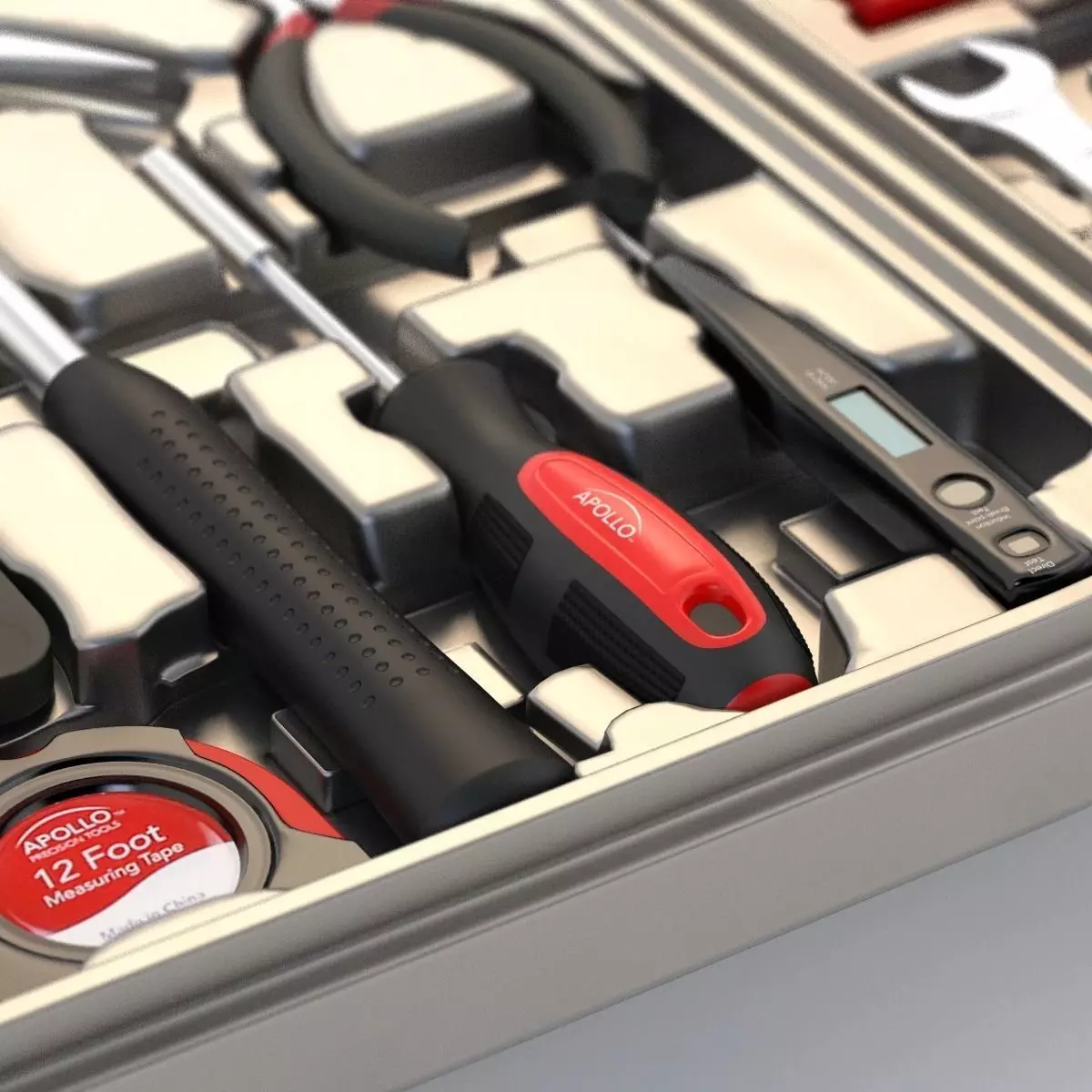 Household Precision Tool Set With Wrenches Pliers Grip Ratchet 3D model_0