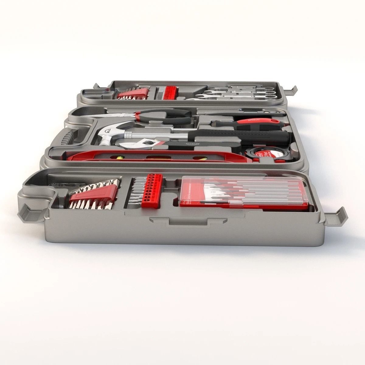 Household Precision Tool Set With Wrenches Pliers Grip Ratchet 3D model_6