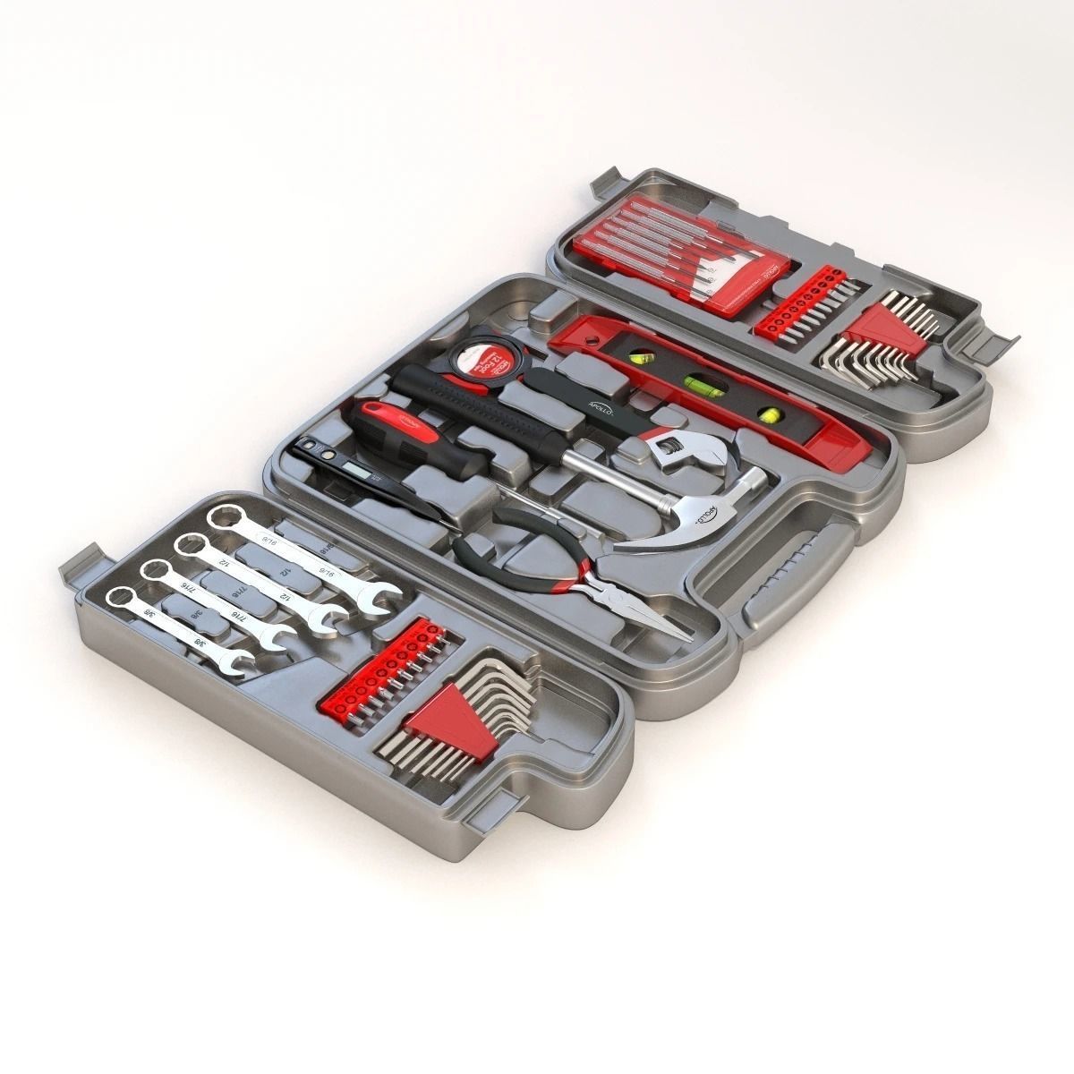 Household Precision Tool Set With Wrenches Pliers Grip Ratchet 3D model_5