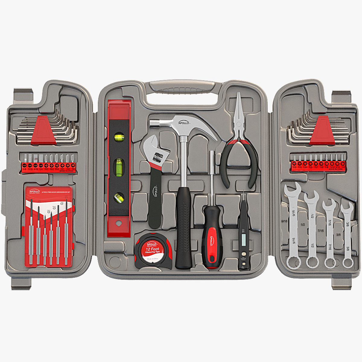 Household Precision Tool Set With Wrenches Pliers Grip Ratchet 3D model_13