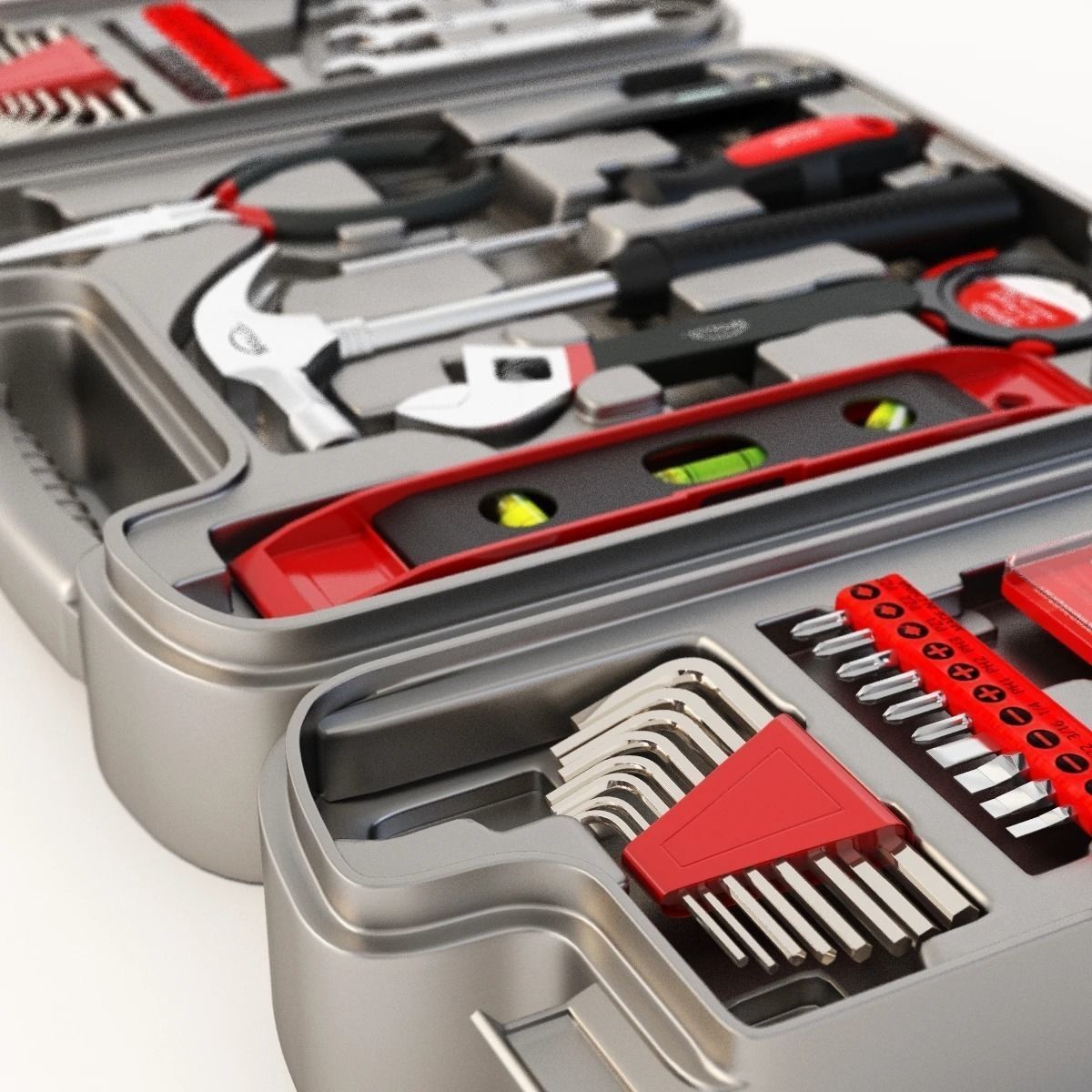 Household Precision Tool Set With Wrenches Pliers Grip Ratchet 3D model_12