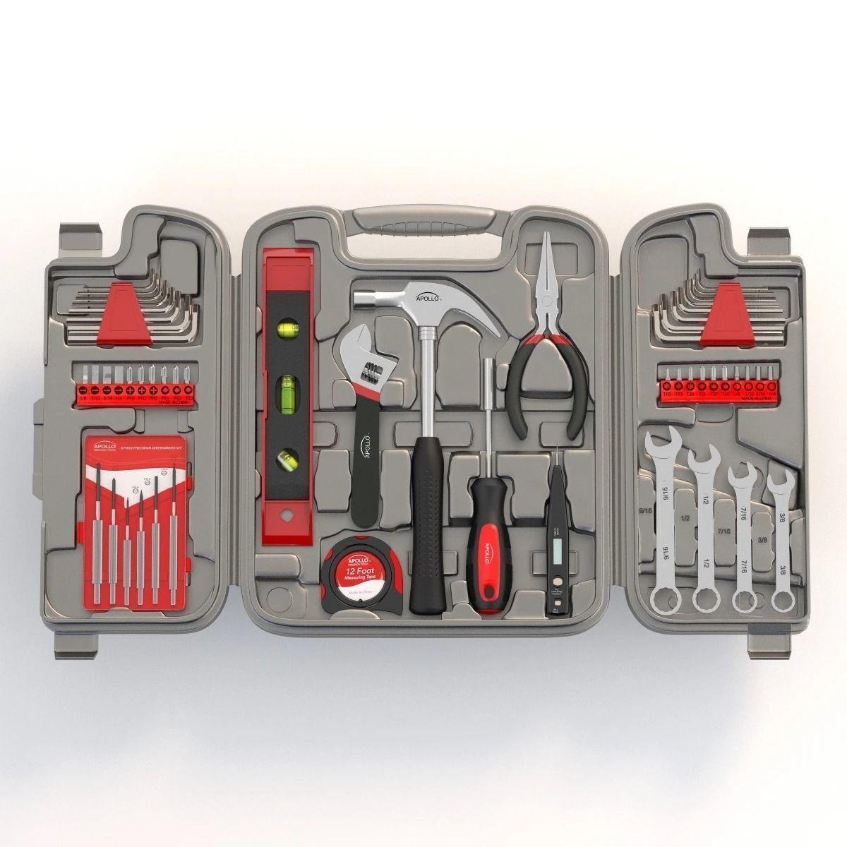 Household Precision Tool Set With Wrenches Pliers Grip Ratchet 3D model_2