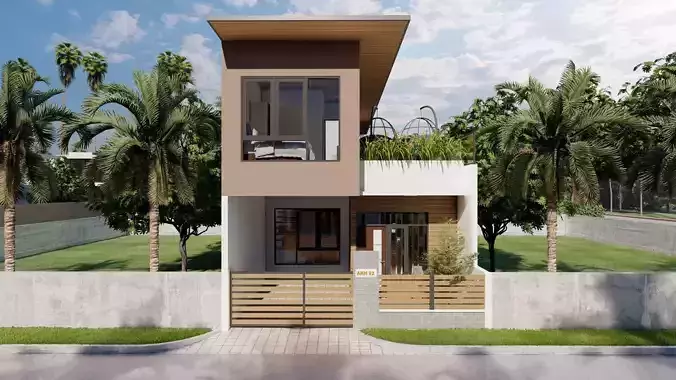 Minimalist House Design 6x12 Meters 2 Floors Plus Swimming Pool