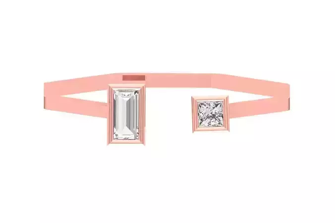 Open End Women Light Weight Band Baguette Princess StoneRing