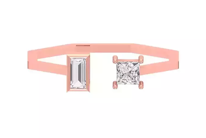 Open End Women Light Weight Band Baguette Princess Stone Ring