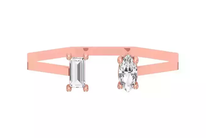 Open End Women Light Weight Band Baguette Marquise stone Ring