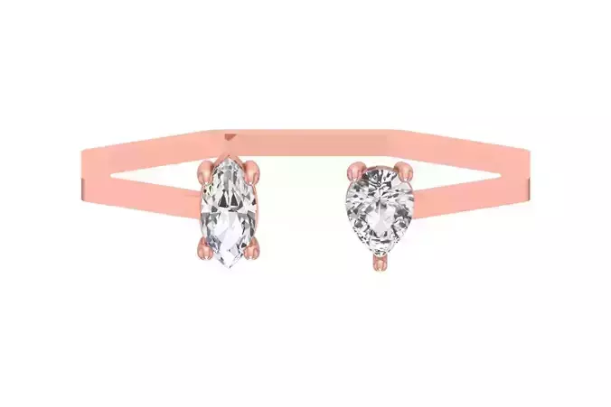 Open End Women Light Weight Band Marquise Pear stone Ring