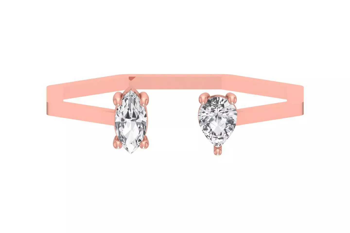 Open End Women Light Weight Band Marquise Pear stone Ring 3D print model