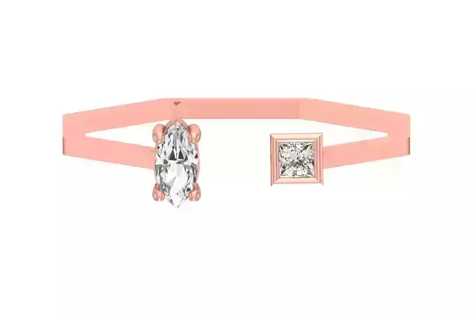 Open End Women Light Weight Band Marquise Princess Stone Ring