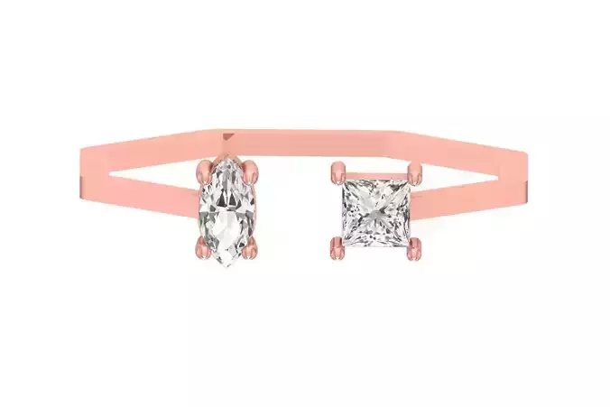 Open End Women Light Weight Band Princess Marquise stone Ring
