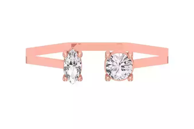 Open End Women Light Weight Band Round Marquise stone Ring