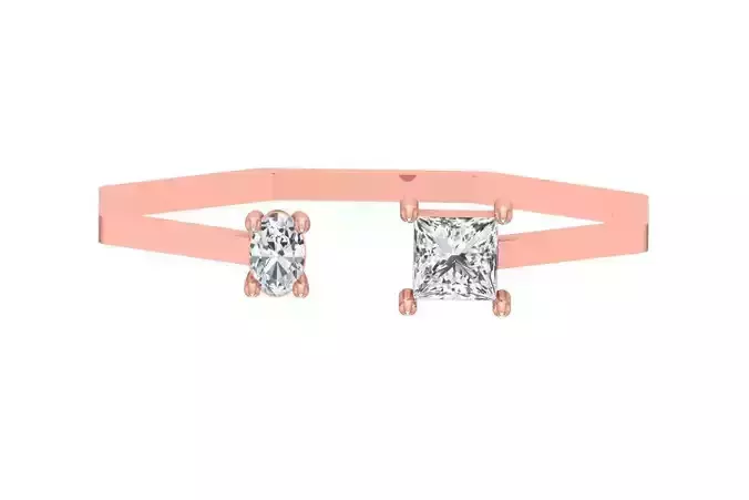 Open End Women Light Weight Band Oval Princess Stone Ring