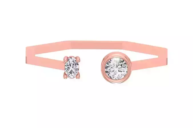 Open End Women Light Weight Band Round OVal Stone Ring