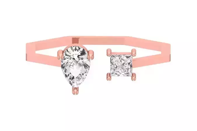 Open End Women Light Weight Band Pear Princess Stone Ring