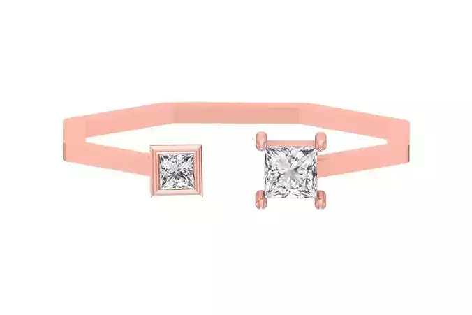 Open End Women Light Weight Band Princess Stone Ring