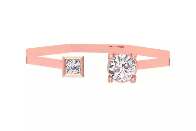 Open End Women Light Weight Band Round Princess Stone Ring