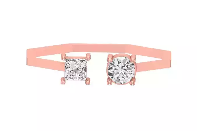 Open End Women Light Weight Band Round Princess Stone Ring