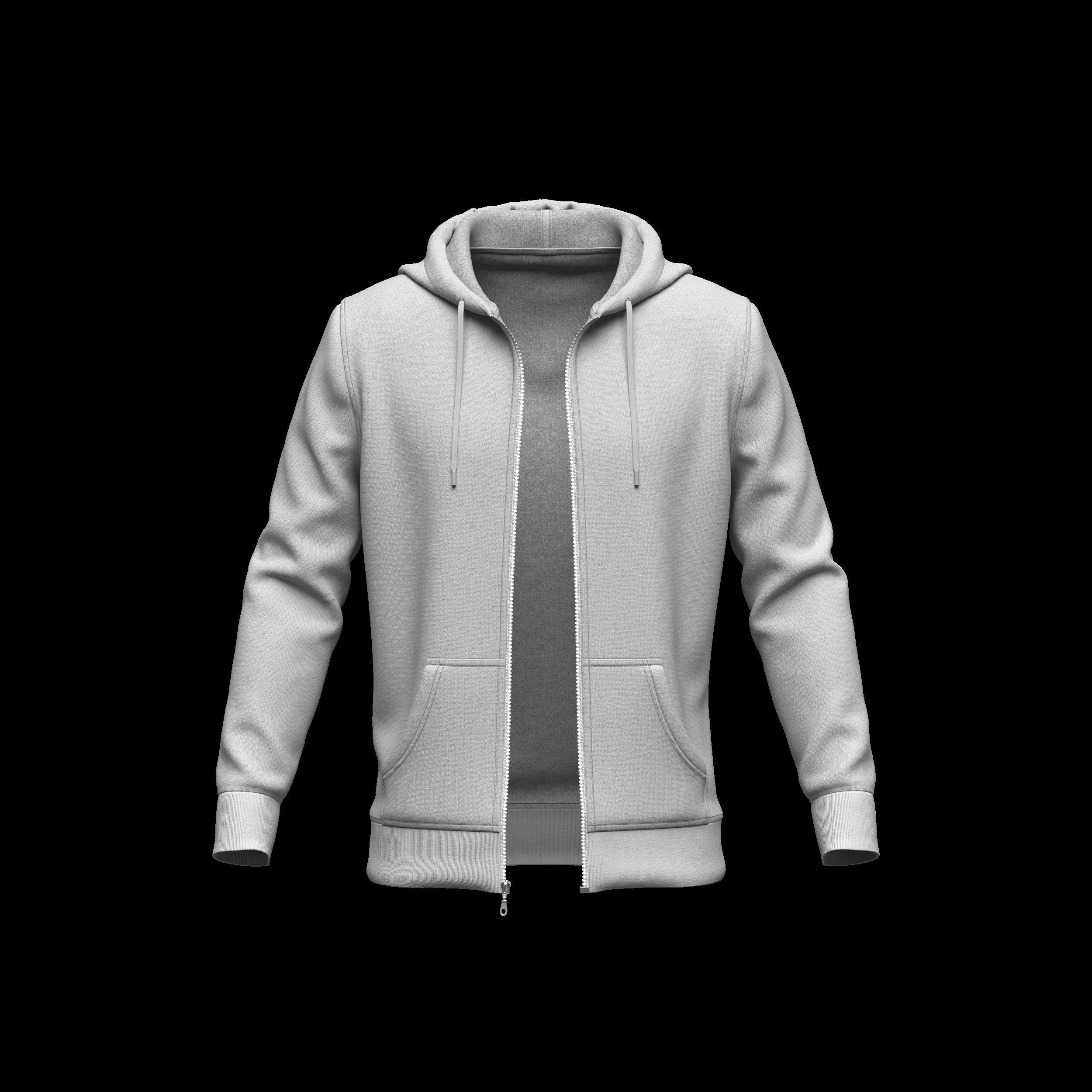 Front Zip Hoodie 3d Model 3D model_8