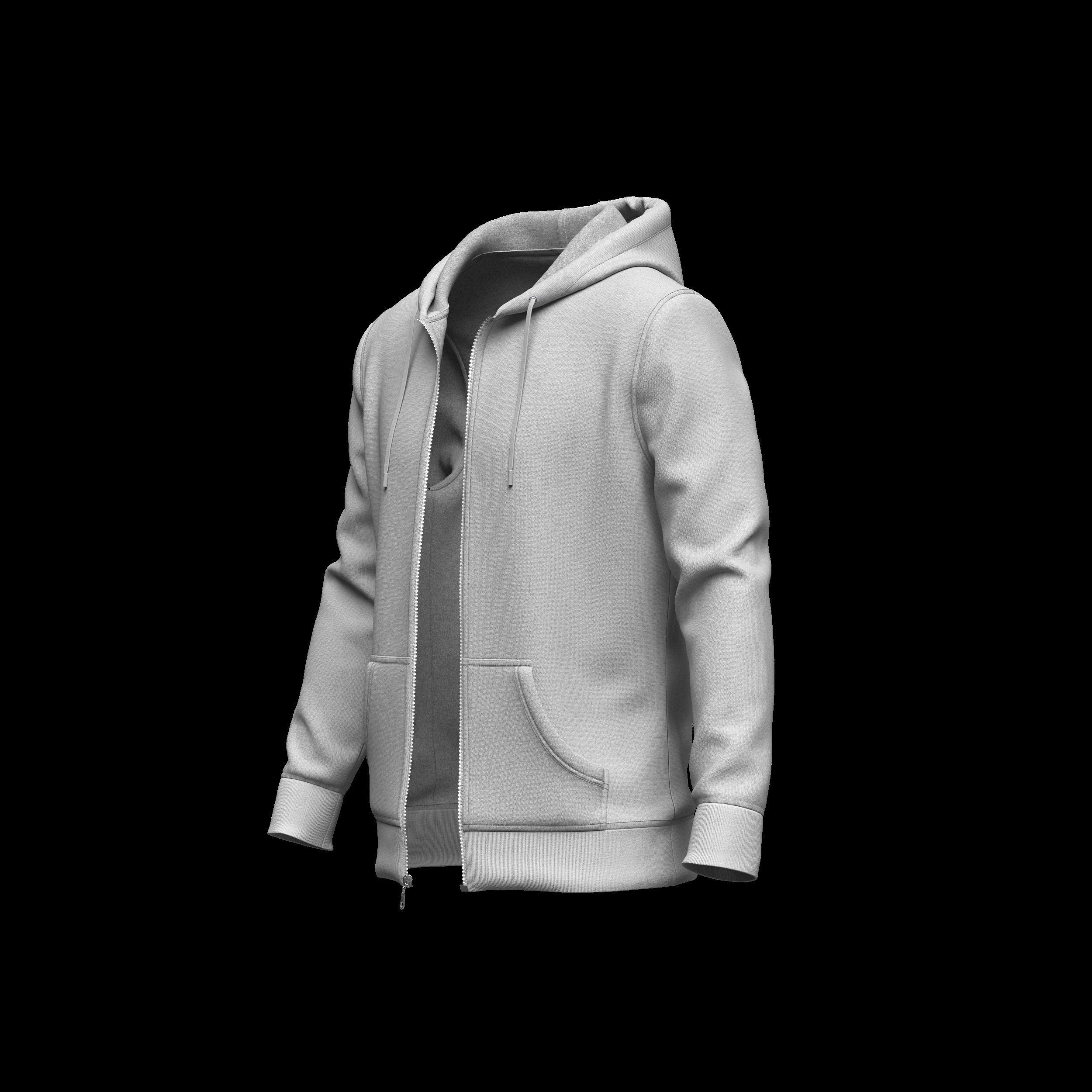 Front Zip Hoodie 3d Model 3D model_9