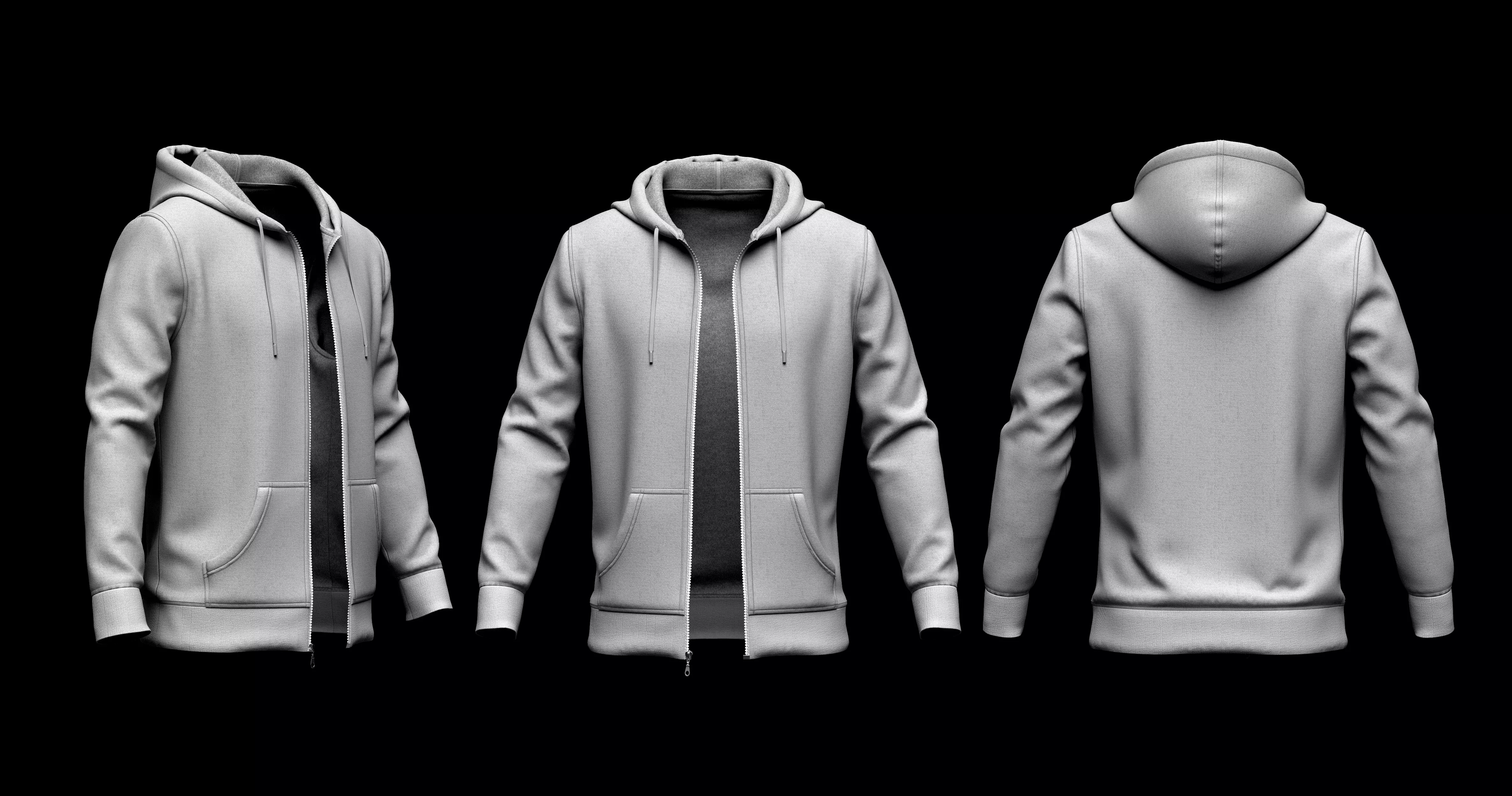 Front Zip Hoodie 3d Model 3D model_0