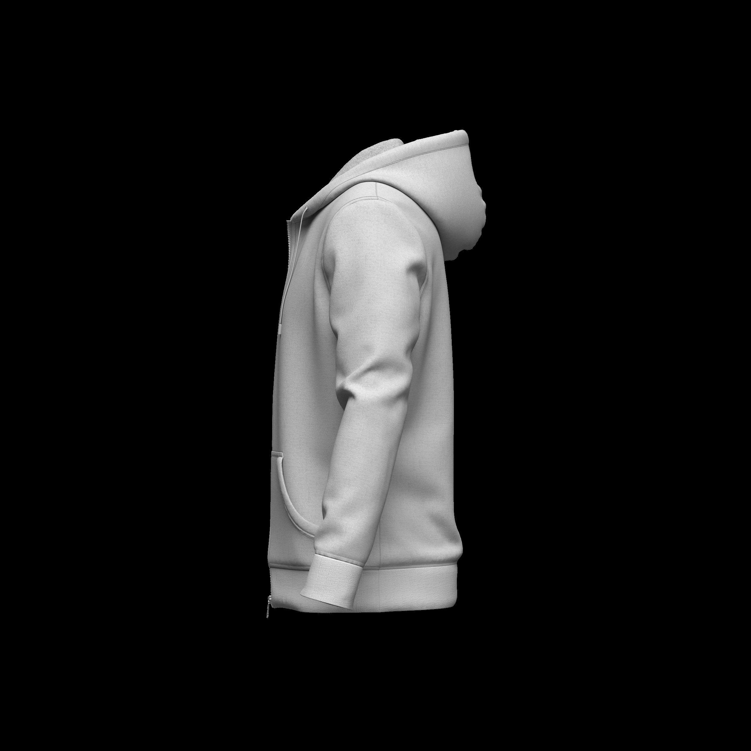 Front Zip Hoodie 3d Model 3D model_4