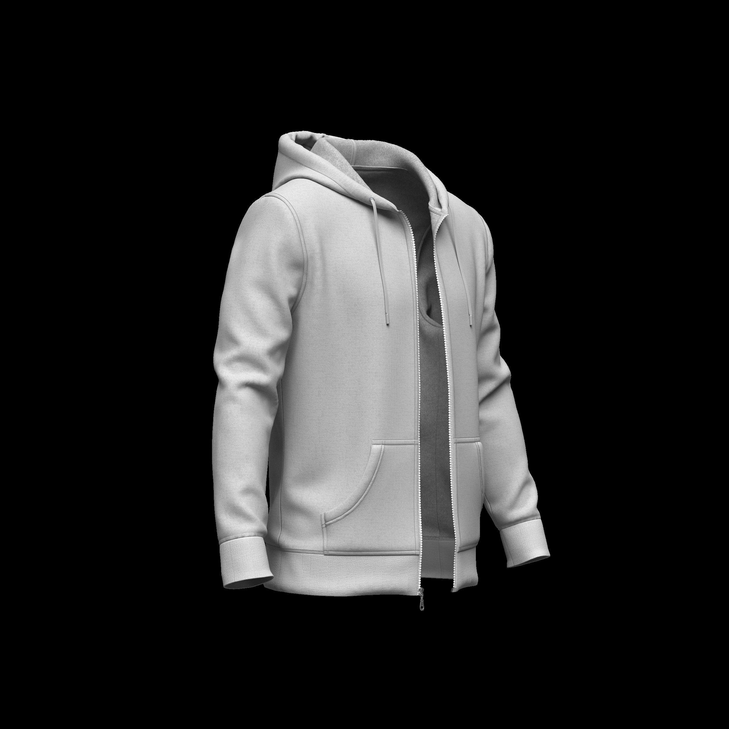 Front Zip Hoodie 3d Model 3D model_5