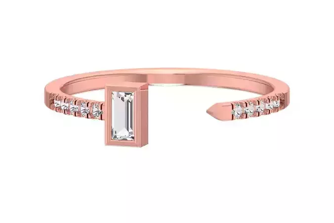 Open End Light Weight Band Baguette Stone Ring 3D print model