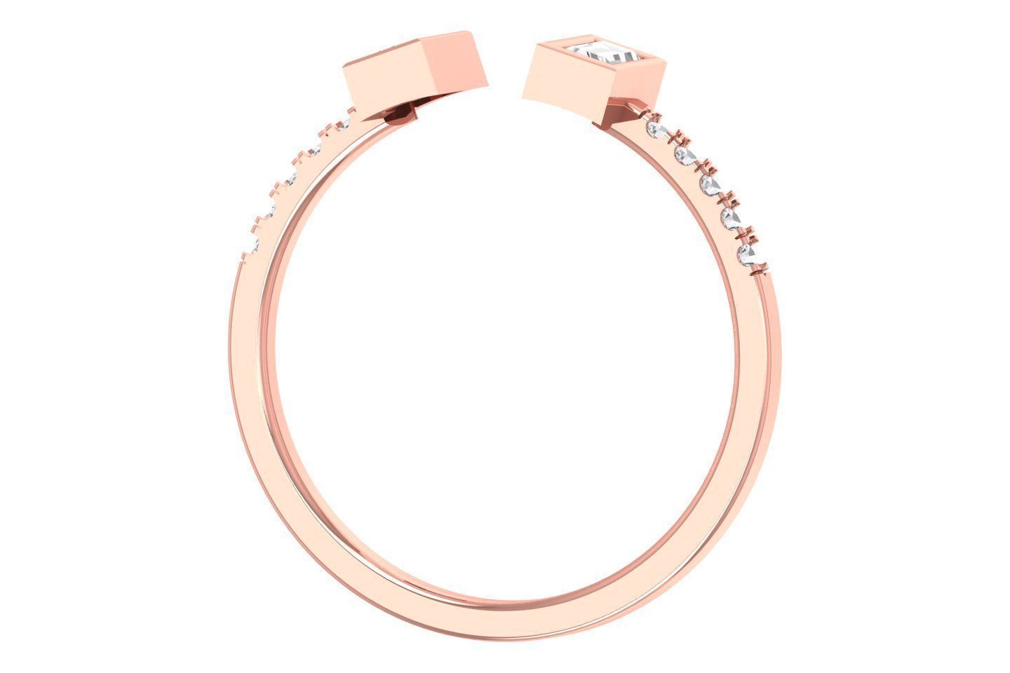 Open End Light Weight Band Baguette Stone Ring 3D print model_1