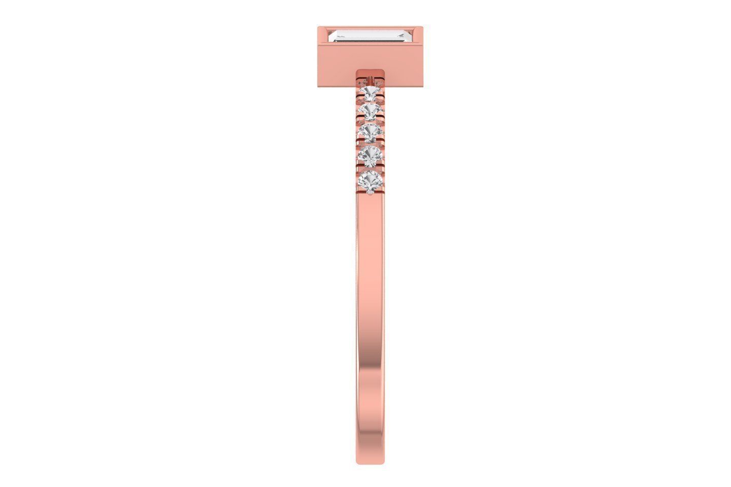 Open End Light Weight Band Baguette Stone Ring 3D print model_2