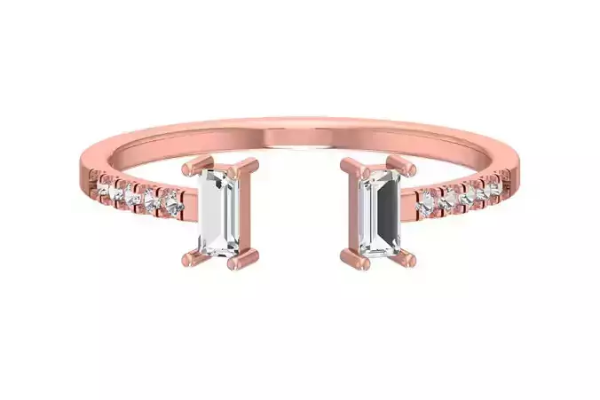Open End Light Weight Band Baguette Stone Ring 3D print model