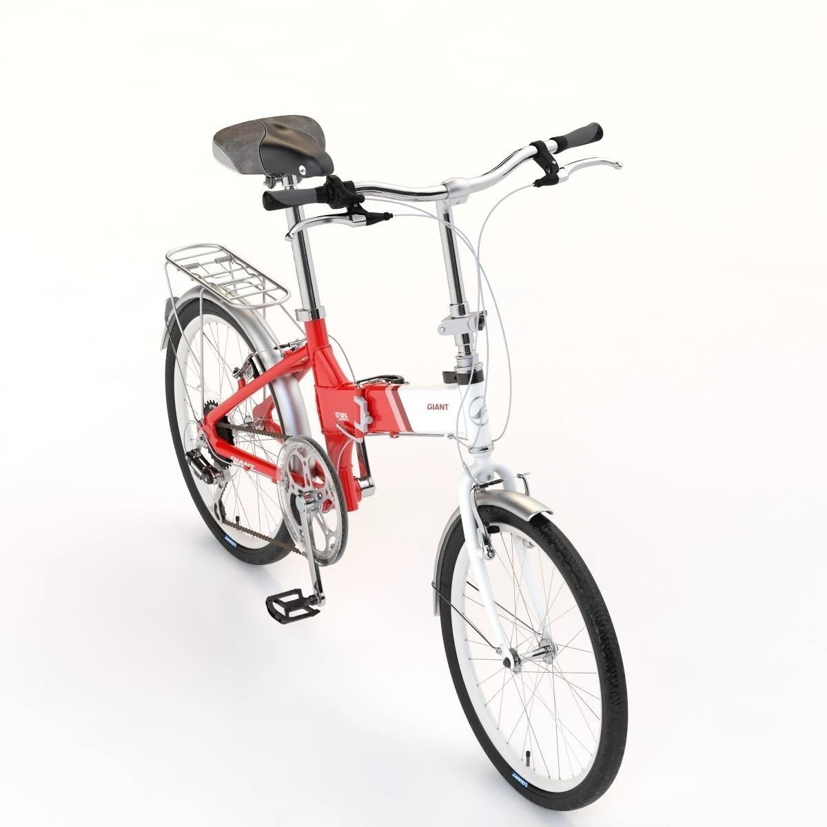Giant Fd806 Lightweight Red-White Folding Bicycle 3D model_4
